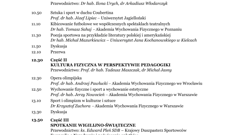 Ogólnopolskie Sympozjum Naukowe pt.: Kultura fizyczna a sztuka